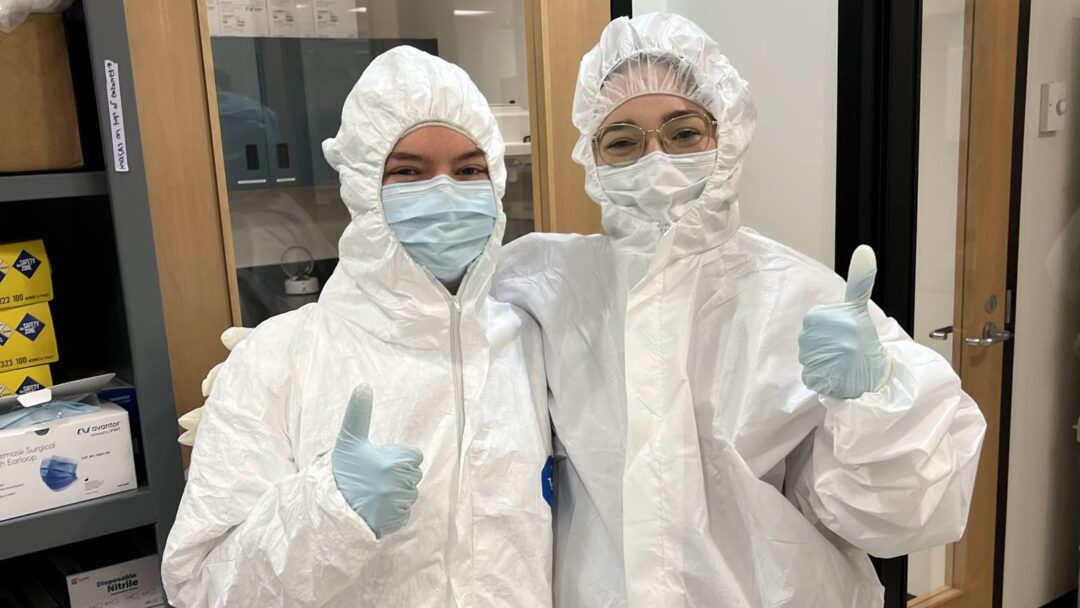 A photo of two people in an Ancient DNA lab.